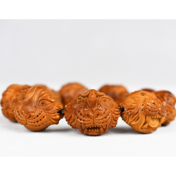 Other - Powerful Artist Hand Carved 9 Tiger Men's Bracelet